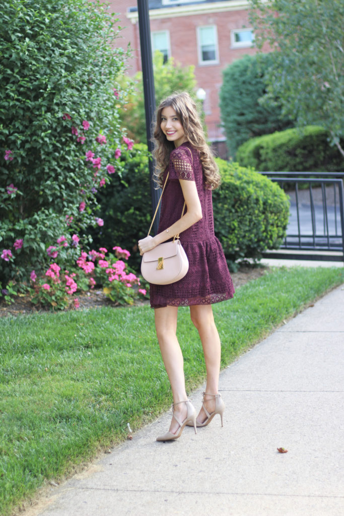 Boohoo burgundy lace clearance dress