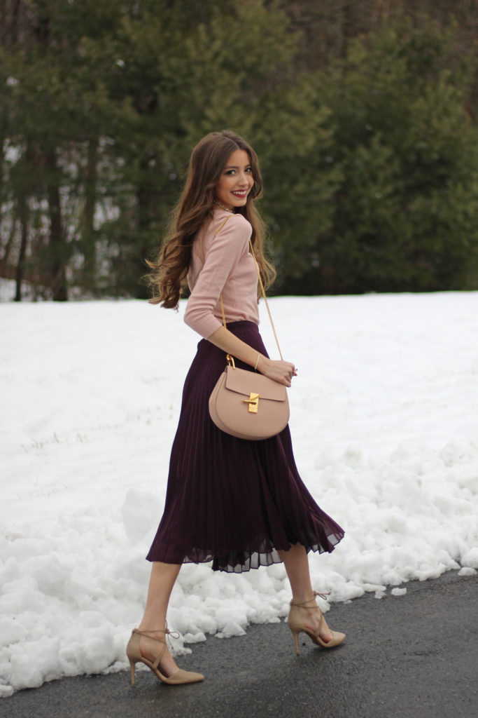 Pleated Midi Skirt + Cashmere Blend Sweater